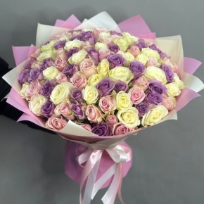 Букет из 101 розы пастельный микс (40 см) в Красногорске
