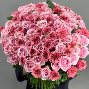 Нежный букет из 101 розы Риджентс парк и Аваланж микс  (70 см) в Красногорске