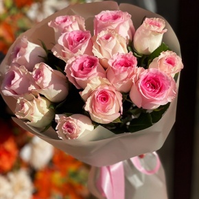 Букет из 15 розовых роз Кения (40 см) в Красногорске