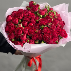 Букет из 17 красных кустовых пионовидных роз (50 см) в Красногорске